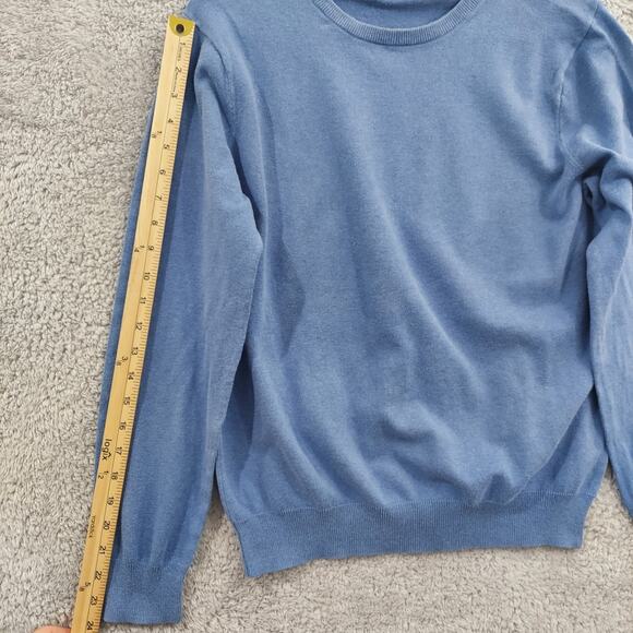 J Crew Blue Soft Crew Neck Pullover Sweater Medium Cotton Cashmere Blend Casual - Picture 3 of 11